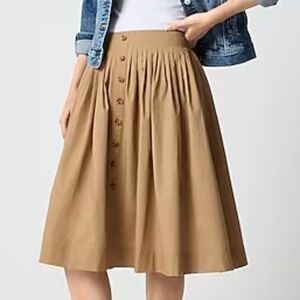 J. Crew Pleated  Button Front Midi Skirt Size M